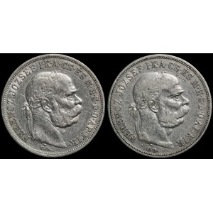 Hungary, Franz Joseph I (1848–1908), Set of 2 × 5 koronas (1900) and 5 koronas (1908)