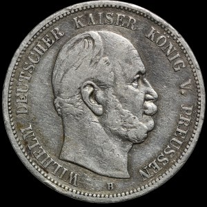 Allemagne, Prusse, Guillaume Ier (1861-1888), 5 marks 1876 B, Hanovre