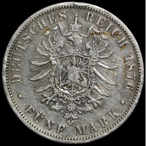 Allemagne, Prusse, Guillaume Ier (1861-1888), 5 marks 1876 B, Hanovre