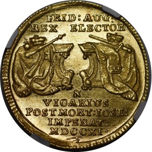 August II the Strong, Vicariate ducat, 1711, Dresden—beautiful