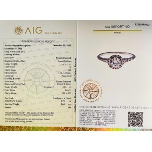 RING IN WHITE GOLD 2.05 GR WITH DIAMONDS FOR 0.51 CT G/SI2 0.24 CT D-F/SI1-3 SIZE-6.5 AIG CERTIFIED - RNG21212