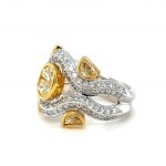 18K WHITE AND YELLOW GOLD RING 13.00 GR WITH FANCY DIAMONDS - HR2011
