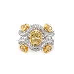 18K WHITE AND YELLOW GOLD RING 13.00 GR WITH FANCY DIAMONDS - HR2011