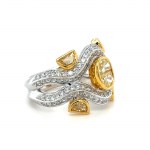 18K WHITE AND YELLOW GOLD RING 13.00 GR WITH FANCY DIAMONDS - HR2011