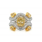 18K WHITE AND YELLOW GOLD RING 13.00 GR WITH FANCY DIAMONDS - HR2011