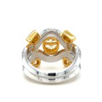 18K WHITE AND YELLOW GOLD RING 13.00 GR WITH FANCY DIAMONDS - HR2011