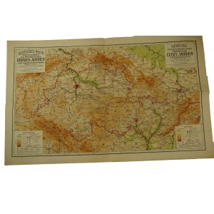 Mapa szkolna Rzeszy Niemieckiej Protektoratu Czech i Moraw oraz sąsiednich obszarów, skala 1:900.000