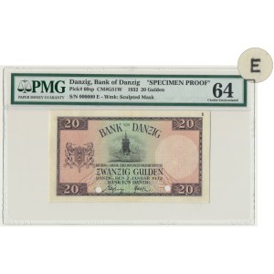 Danzig, 20 Gulden 1932 - COLOR TRIAL - (E) - PMG 64 - RARE
