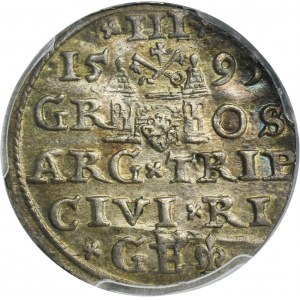 Sigismund III Vasa, 3 Groschen Riga 1593 - LIV - PCGS MS63