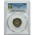 Sigismund III Vasa, 3 Groschen Riga 1593 - LIV - PCGS MS63