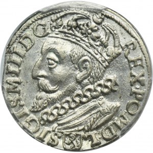 Sigismund III Vasa, 3 Groschen Krakau 1601 - left head - PCGS MS63