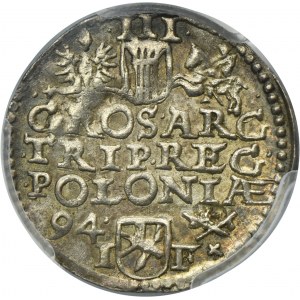 Sigismund III Vasa, 3 Groschen Posen 1594 - PCGS MS62