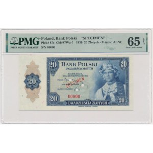 ABNCo, 20 gold 1939 - SPECIMEN - 00000 - PMG 65 EPQ