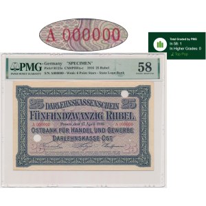 Posen, 25 Rubel 1916 - A 000000 - MUSTER - PMG 58 - VERY RARE