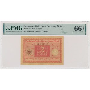 Germany, 2 Mark 1920 - PMG 66 EPQ
