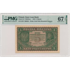 5 marek 1919 - II Serja DV - PMG 67 EPQ