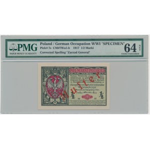 1/2 Mark 1916 - General - SPECIMEN - OBVERSE - PMG 64 NET - RARE