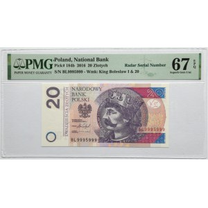 20 gold 2016 - BL 9995999 - PMG 67 EPQ - radar number.
