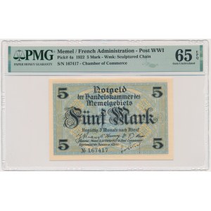 Memel (Klaipeda), 5 značek 1922 - PMG 65 EPQ