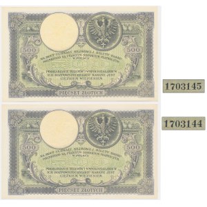 500 zloty 1919 - S.A. - consecutive numbers (2 pcs.) - BEAUTIFUL