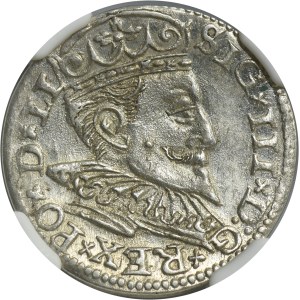 Sigismund III Vasa, 3 Groschen Riga 1597 - LI - NGC MS62