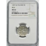 Sigismund III Vasa, 3 Groschen Riga 1597 - LI - NGC MS62