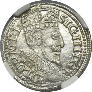 Sigismund III Vasa, 3 Groschen Olkusz 1596 - NGC MS61