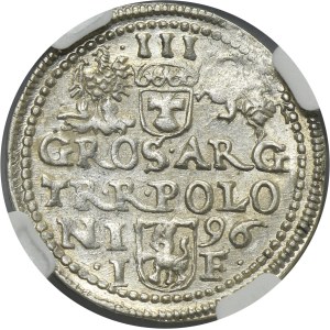 Sigismund III Vasa, 3 Groschen Olkusz 1596 - NGC MS61