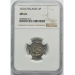 Sigismund III Vasa, 3 Polker Krakau 1616 - NGC MS61