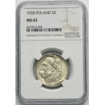Piłsudski, 5 zlotých 1938 - NGC MS62