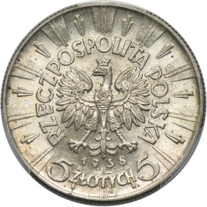 Piłsudski, 5 zloty 1938 - PCGS MS62