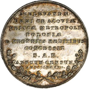 Poniatowski, Medal King gift to the city of Krakau 1787 - VERY RARE, SILVER