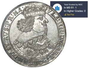 Ladislaus IV Vasa, Thaler Bromberg 1643 GG - NGC MS61 - RARE