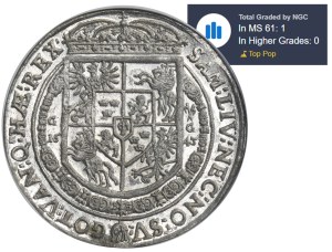 Ladislaus IV Vasa, Thaler Bromberg 1643 GG - NGC MS61 - RARE