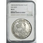 Ladislaus IV Vasa, Thaler Bromberg 1643 GG - NGC MS61 - RARE