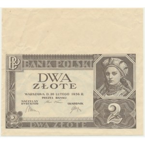 2 zloty 1936 - without series and subprint - with a fragment of a sheet