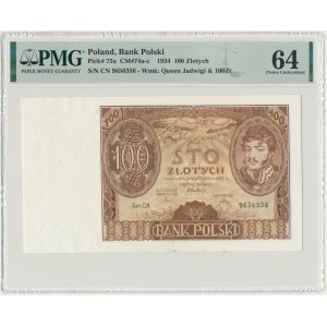 100 złotych 1934 - Ser.C.N. - bez dodatkowych znw. - PMG 64