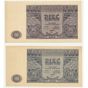 5 oro 1946 (2 pezzi) - variazioni di colore