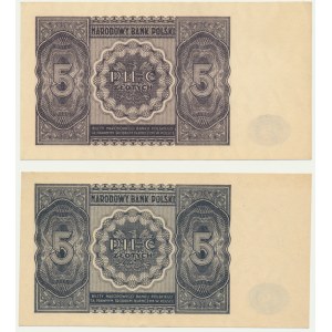 5 oro 1946 (2 pezzi) - variazioni di colore