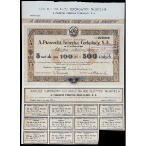 Fabryka Czekolady A. Piasecki S.A., 5 x 100 zlotys 1933