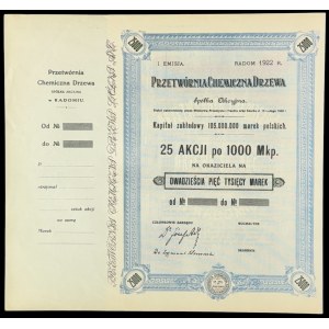 Przetwórnia Chemiczna Drzewa S.A., 25 x 1.000 mkp 1922, Emisja I