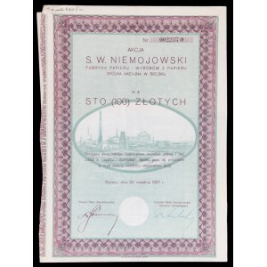 S. W. Niemojowski Factory of Paper and Paper Products S.A. in Bielsko, 100 zloty 1927