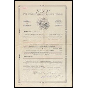 VESTA Bank Wzajemnych Ubezpieczeń w Poznaniu, polisa na życie 1924 r.