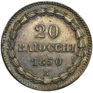 Papal State, Vatican, Pius IX, 20 Baiocchi Rome 1850 R