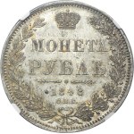 Russia, Nicholas I, Rouble Petersburg 1848 СПБ HI - NGC MS62