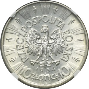 Pilsudski, 10 gold 1936 - NGC MS62