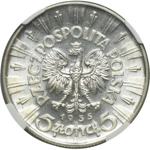 Pilsudski, 5 gold 1935 - NGC MS61