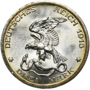 Germany, Kingdom of Prussia, Wilhelm II, 3 Mark Berlin 1913 A