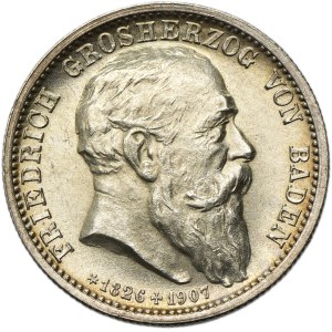 Germany, Baden, Friedrich I, 2 Posthumous mark Karlsruhe 1907