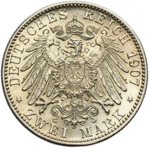 Germany, Baden, Friedrich I, 2 Posthumous mark Karlsruhe 1907